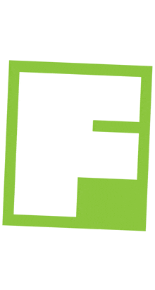 a green and white rectangle with the letter f inside of it .