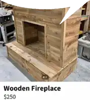 a picture of a wooden fireplace for sale for 250 dollars