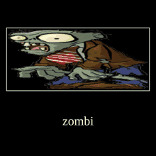 a poster of a cartoon zombie with the word zombi on the bottom