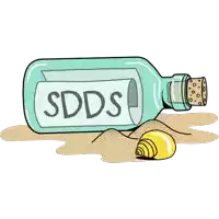 a cartoon drawing of a bottle with a message in it that says sdds