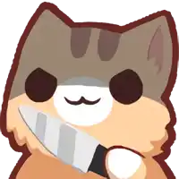 a cartoon cat is holding a large knife in its paw