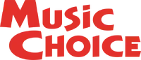 the logo for music choice is red and white