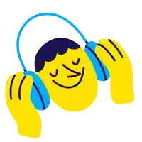 a cartoon illustration of a person wearing headphones with their eyes closed