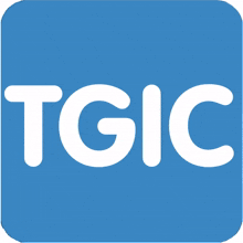 a blue square with white letters that says tgic