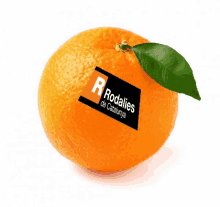 an orange with a label on it that says rodalies de catalunya