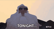 a cartoon character with a beard says " tonight ... "