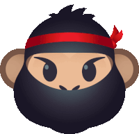 a monkey with a beard and a red headband