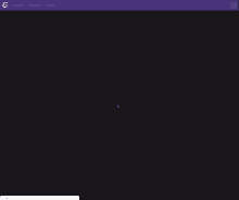 a black screen with a purple border and a white circle in the middle of the screen .