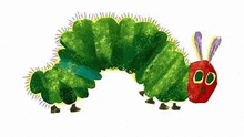 the very hungry caterpillar from the very hungry caterpillar book is eating an apple .