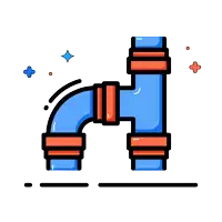 an illustration of a blue pipe with red bands