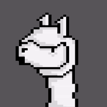 a pixel art drawing of a white llama with a crown on its head