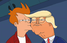 a cartoon of a man kissing another man 's cheek