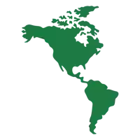 a green silhouette of north america and south america