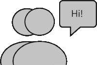 a speech bubble with hi written on it