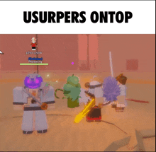 a screenshot of a video game with the words usurpers ontop at the top