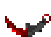 a pixel art drawing of a red and black worm on a white background