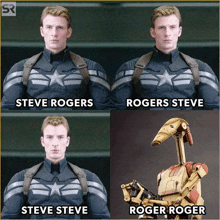 a picture of steve rogers next to a picture of a robot