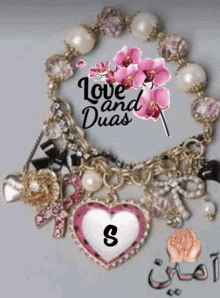 a bracelet with the letter s in a heart