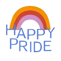 a picture of a rainbow with the words happy pride below it