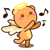 a cartoon of a teddy bear with angel wings and a halo