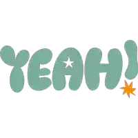 a graphic that says yeah with a star