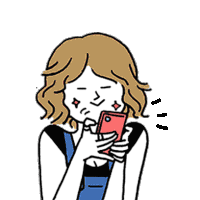 a cartoon of a woman looking at her phone .