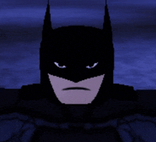 a pixel art drawing of batman 's face with a serious look on his face