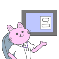 a pink cat is sitting in front of a monitor with the number 80 on it