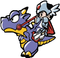 a cartoon of a knight riding on the back of a dragon .