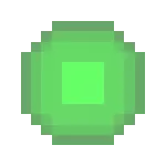 a green circle with a square in the middle is a pixel art icon .