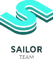 a logo for the sailor team with a blue s on a white background