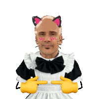 a man wearing a maid outfit with a cat ear on his head