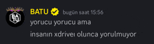 a screenshot of a chat with batu written in yellow