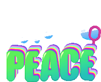 the word peace is surrounded by bubbles and a pink soap bubble