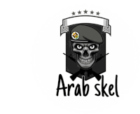 a logo with a skull in a beret and the words arab skel