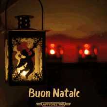 a picture of a lantern with the words buon natale on it