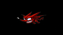 a cartoon of a red monster with a black background