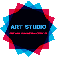 a colorful logo for art studio says artvom sukiasyan official