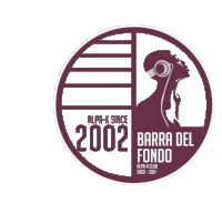 a logo for barra del fondo shows a woman listening to music