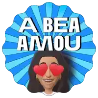 a bea amou sticker with a cartoon girl with heart shaped eyes