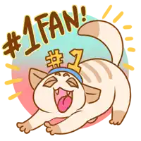 a cartoon of a cat wearing a crown with # 1 fan written above it