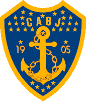 a blue and gold shield with the words cabj on it