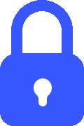 a blue padlock with a keyhole and a key in it .