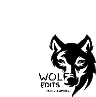 a logo for wolf edits shows a wolf 's head in a circle