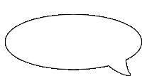 a black and white speech bubble with a long tail on a white background .