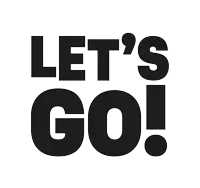 a black and white sign that says let 's go on a white background