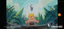 a screenshot of clash of clans shows a barbarian with a sword