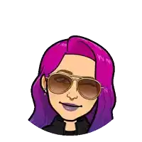 a cartoon of a girl with purple hair wearing sunglasses