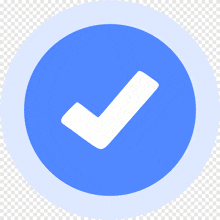 a white check mark inside of a blue circle