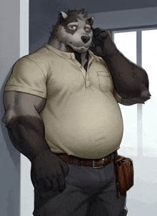 a cartoon of a bear talking on a cellphone